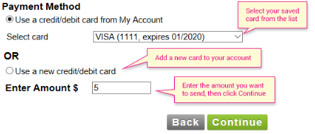 Choose your payment method the Buy Stamps in Jpay