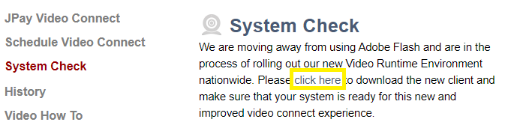 click here link on the System Check page.