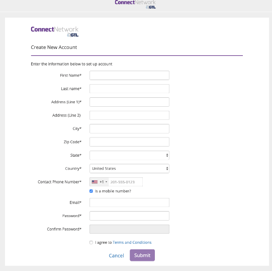 fill in personal data to Activate ConnectNetwork Account