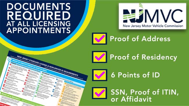 what are the 6 points of id in new jersey