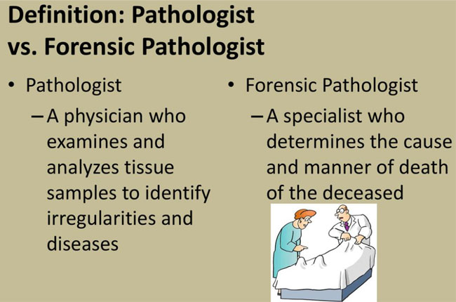 Definition of Pathologist vs. Forensic Pathologist