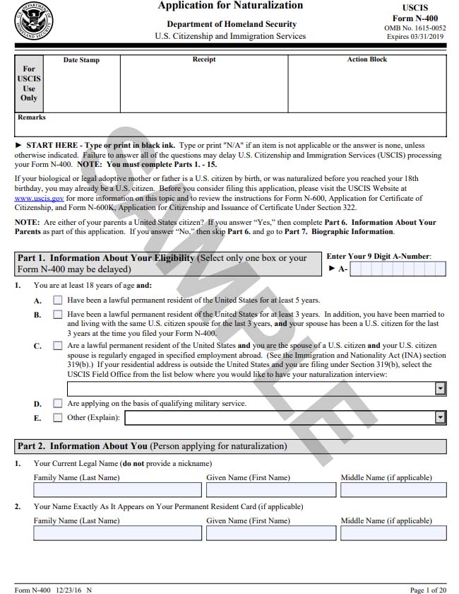 What Is Form N 400 Application For Naturalization –