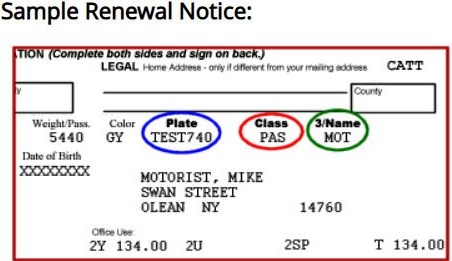 Sample Renewal Notice from DMV