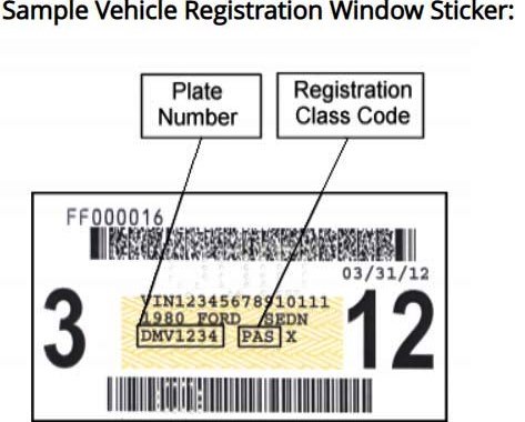 Sample Vehicle Registration from DMV