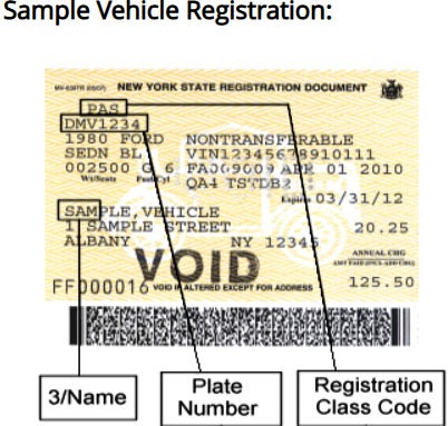 Sample Vehicle Registration from DMV