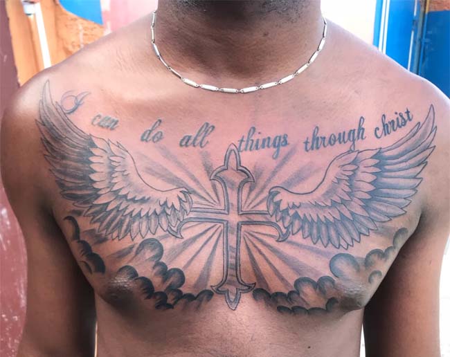 Cross on the Chest Tattoo