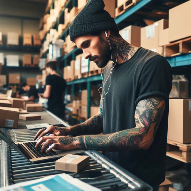 an ex felon working in online shop